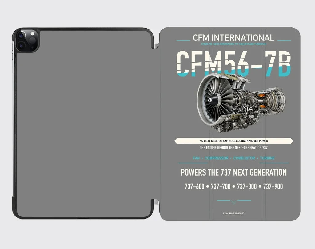 CFM56-7B design on gray ipad tablet case