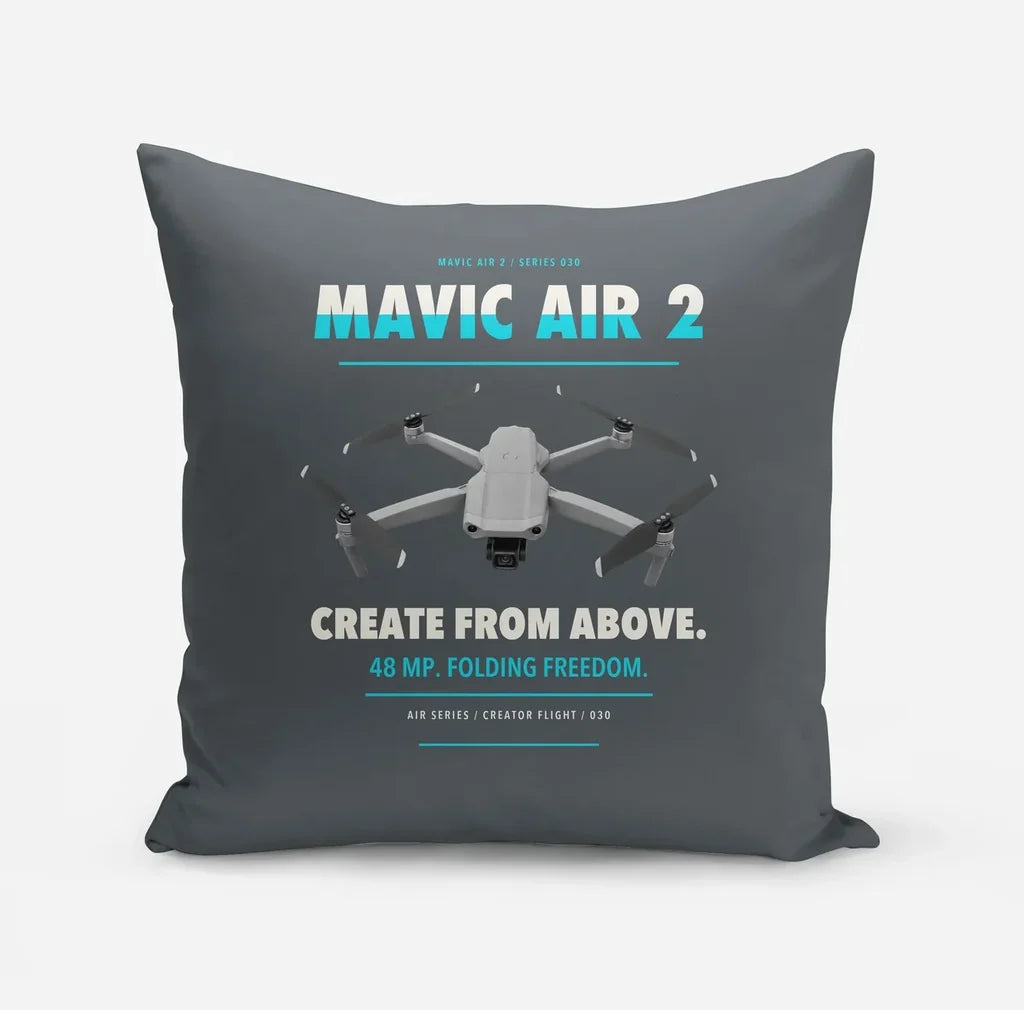 DJI Mavic Air 2 design on gray pillow