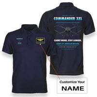 Thumbnail for Draganfly Commander 3XL design on navy blue polo with custom name badge