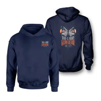 Thumbnail for SIGNAL 629 - The Cabin Glows Before The City - Double-Side Hoodie design on navy blue double side hoodie