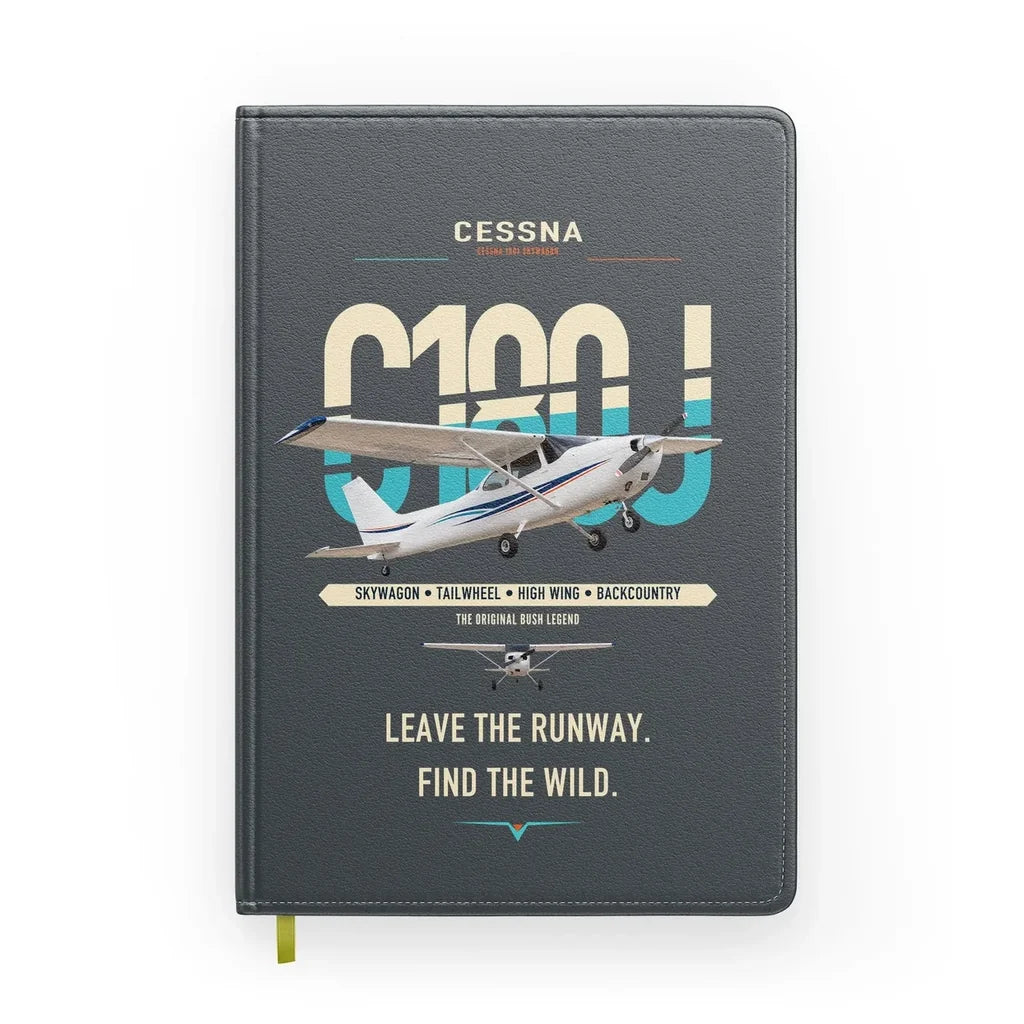 Cessna 180J Skywagon design on gray notebook
