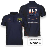 Thumbnail for AJ-2 Savage Tanker design on navy blue+name double-side polo t-shirt, double-side print