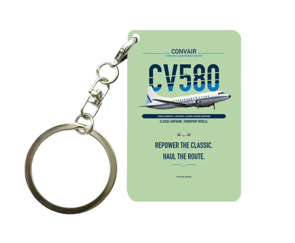 Convair 580 Key Chain design on light green key chain