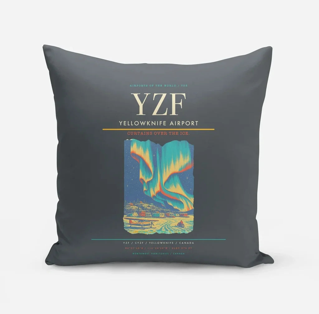 Yellowknife Airport (YZF) design on gray pillow