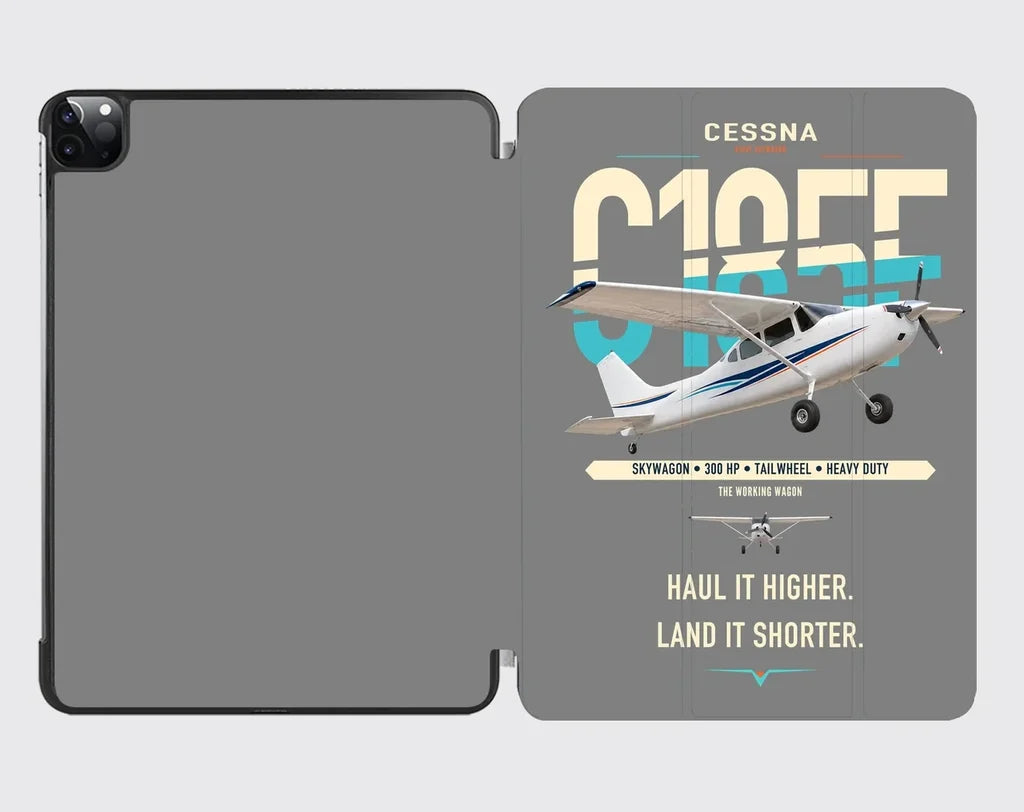 Cessna A185F Skywagon design on gray ipad tablet case