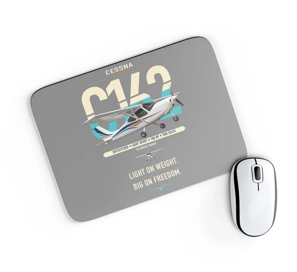 Cessna 162 Skycatcher design on gray rectangle mouse pad