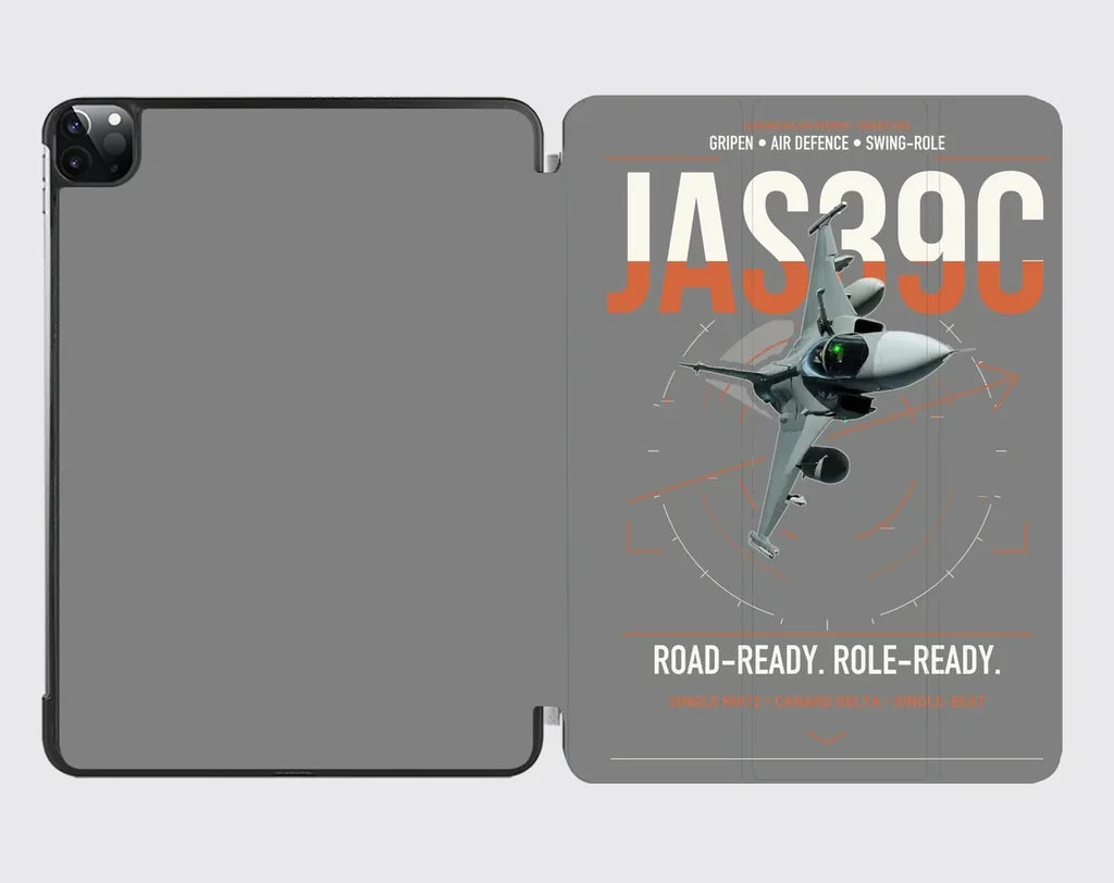 Saab JAS 39C Gripen design on gray ipad tablet case