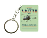 Thumbnail for Sud Aviation SE 3130 Alouette II design on light green designed key chain, double-side print