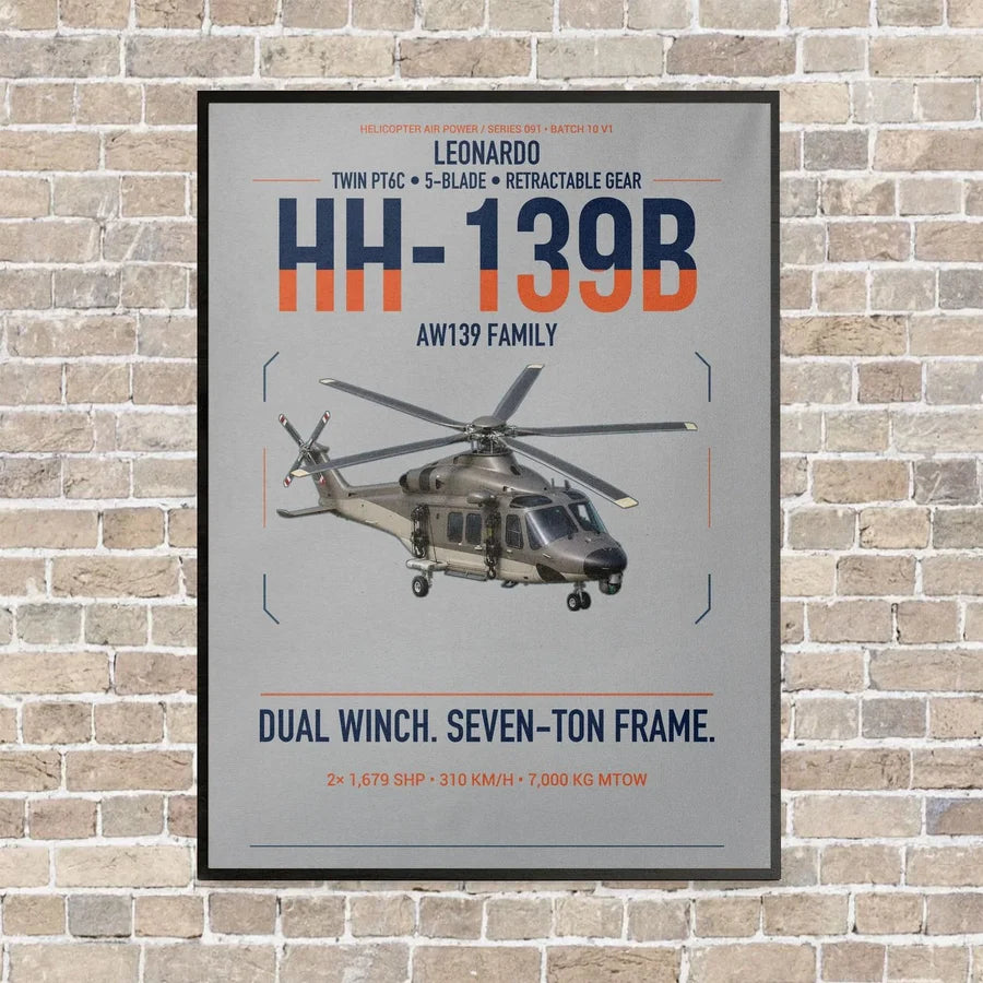 Leonardo HH-139B vertical canvas print - framed - light gray background