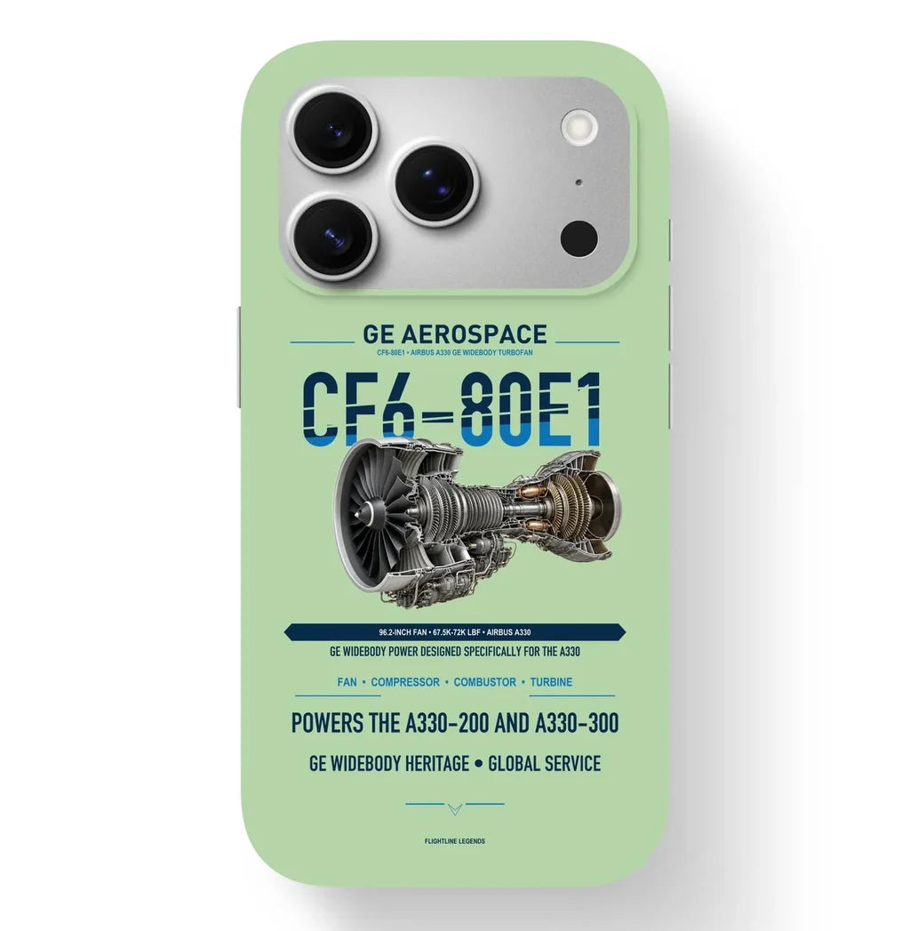 CF6-80E1 Case design on light green iphone case
