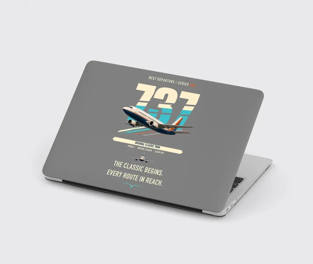 Boeing 737-300 Classic design on gray MacBook case