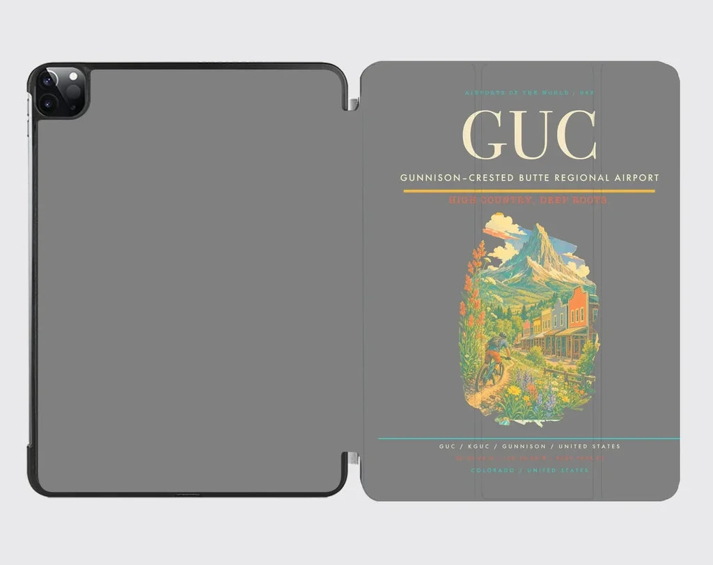 Gunnison–Crested Butte Regional Airport (GUC) design on gray ipad tablet case