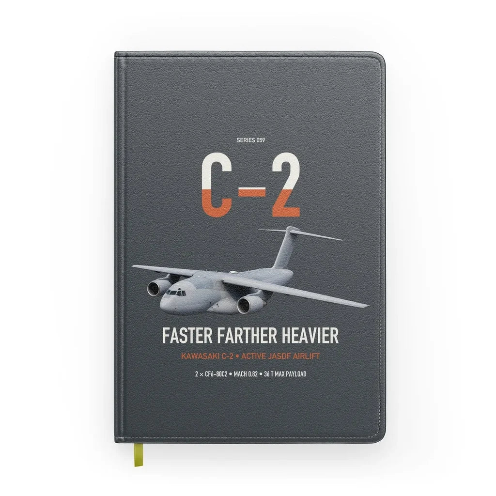 Kawasaki C-2 design on gray notebook