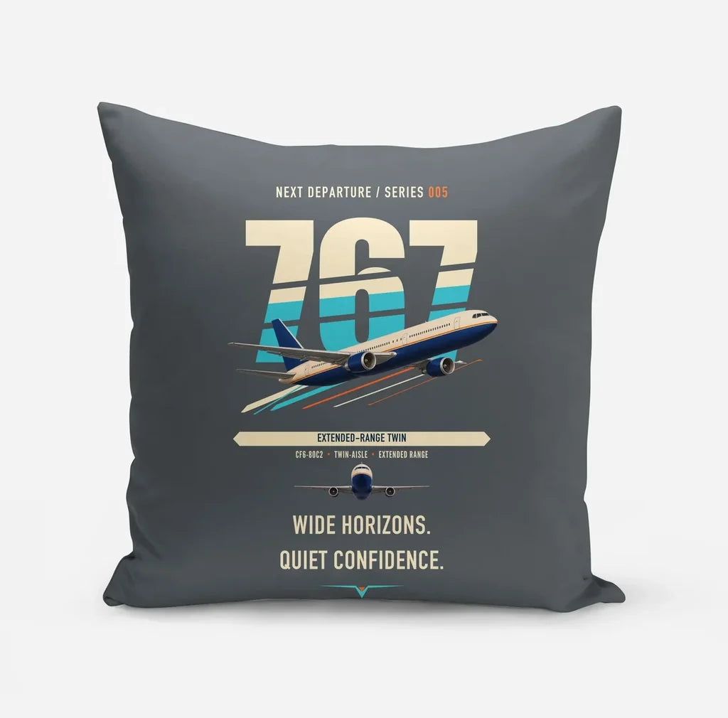 Boeing 767-300ER design on gray pillow
