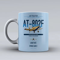 Thumbnail for Air Tractor AT-802F design on light blue ceramic mug, double-side print