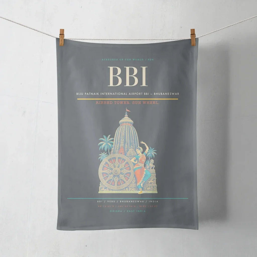 Biju Patnaik International Airport (BBI) design on gray towel