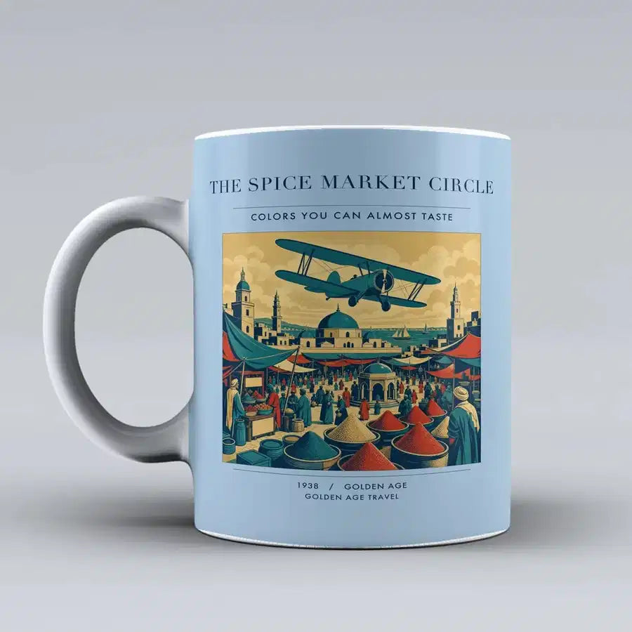 VINTAGE G4498 - The Spice Market Circle - Ceramic Mug design on lightblue