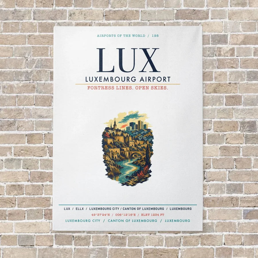 Luxembourg Airport LUX vertical canvas print - no frame - white background