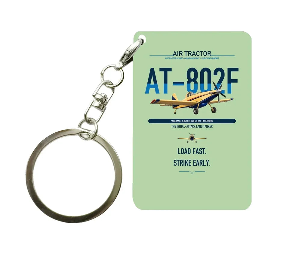 Air Tractor AT-802F design on light green designed key chain, double-side print
