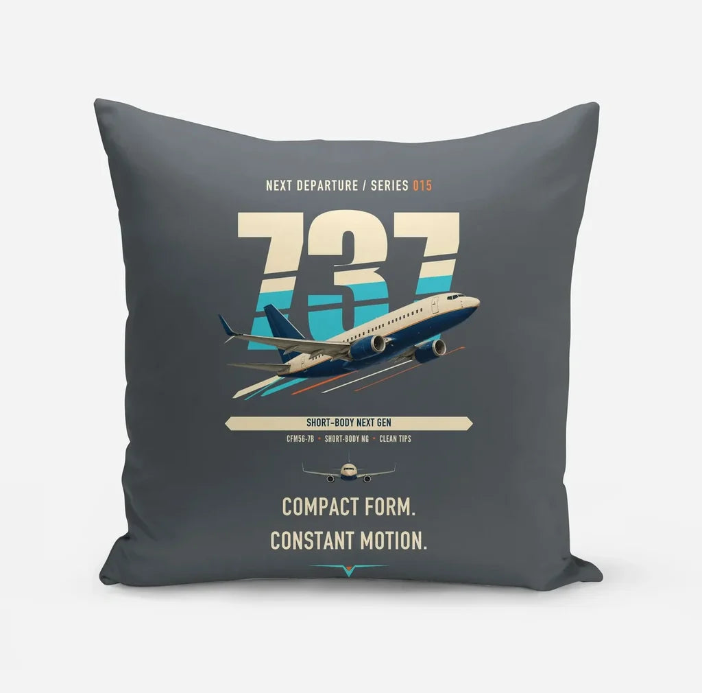 Boeing 737-700 NG design on gray pillow