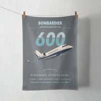 Thumbnail for Bombardier Challenger 600 design on gray towel