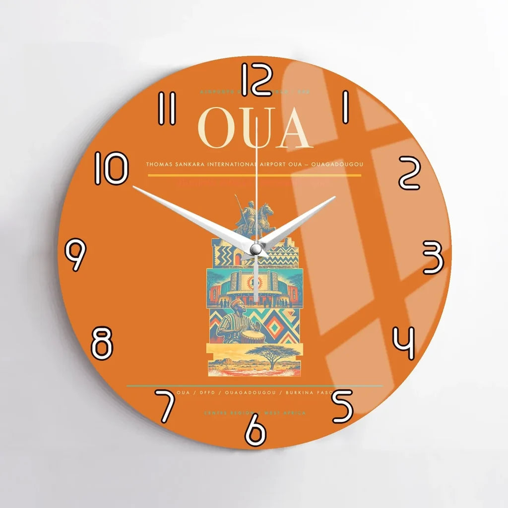 Thomas Sankara International Airport (OUA) design on orange no frame wall clock