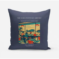 Thumbnail for VINTAGE G4247 - The Soda Fountain Airport - Designed Pillows design on navyblue