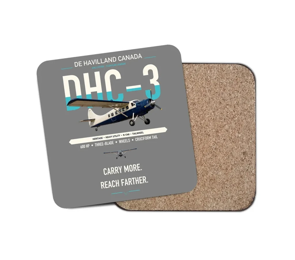DHC-3 Otter design on gray 1 piece coaster