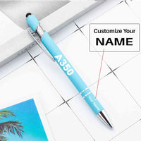 Thumbnail for Airbus A350 Flat Text touch pen - light blue with name