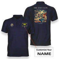 Thumbnail for VINTAGE G4047 - The Aero Club - Double-Side Polo T-Shirt design on navyblue+name