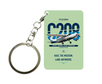 Thumbnail for Cessna 208 Caravan design on light green designed key chain, double-side print