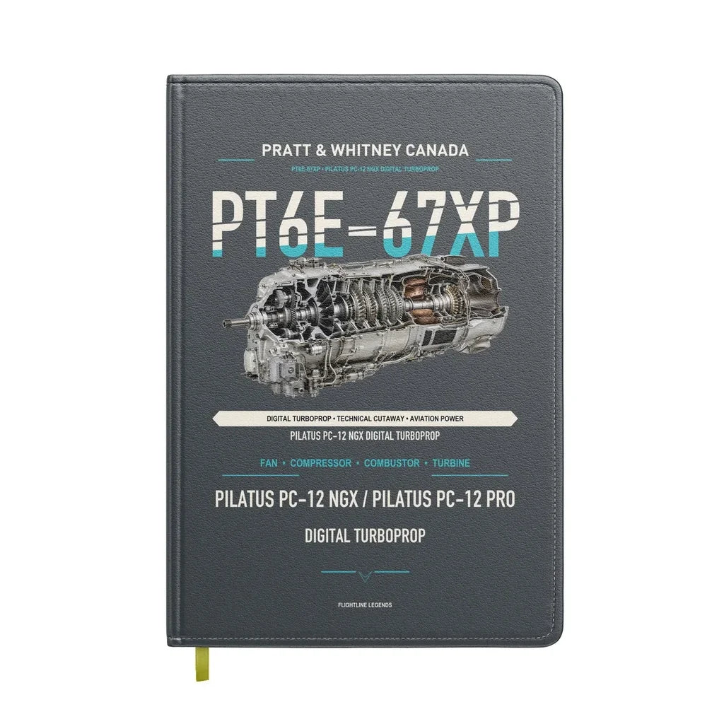 PT6E-67XP design on gray notebook