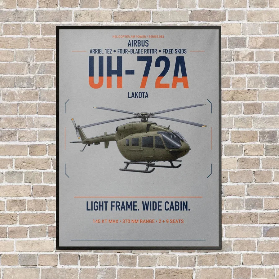 Airbus UH-72A Lakota vertical canvas print - framed - light gray background