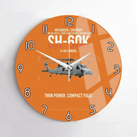 Thumbnail for Mitsubishi Sikorsky SH-60K design on orange no frame wall clock