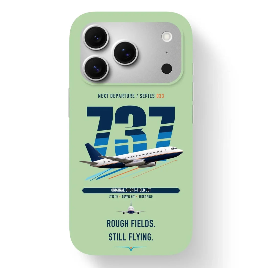 Boeing 737-200 design on light green magsafe iphone case