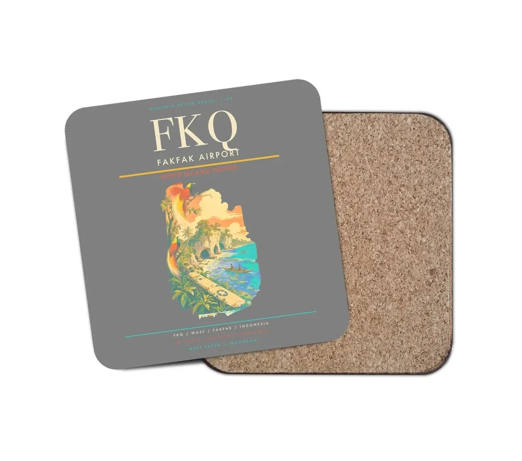 Fakfak Airport (FKQ) design on gray 1 piece coaster