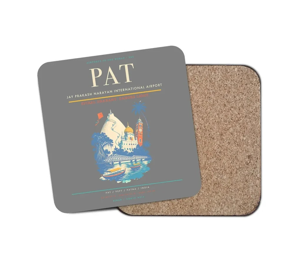 Jay Prakash Narayan International Airport (PAT) design on gray 1 piece coaster
