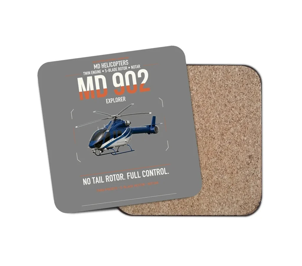 MD Helicopters MD 902 Explorer design on gray 1 piece coaster