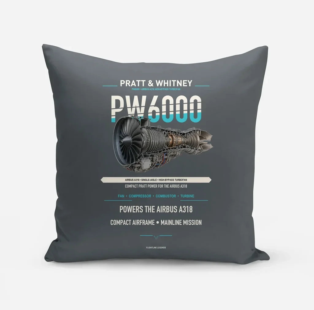 PW6000 design on gray pillow