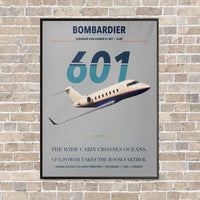 Thumbnail for Bombardier Challenger 601 vertical canvas print - framed - light gray background