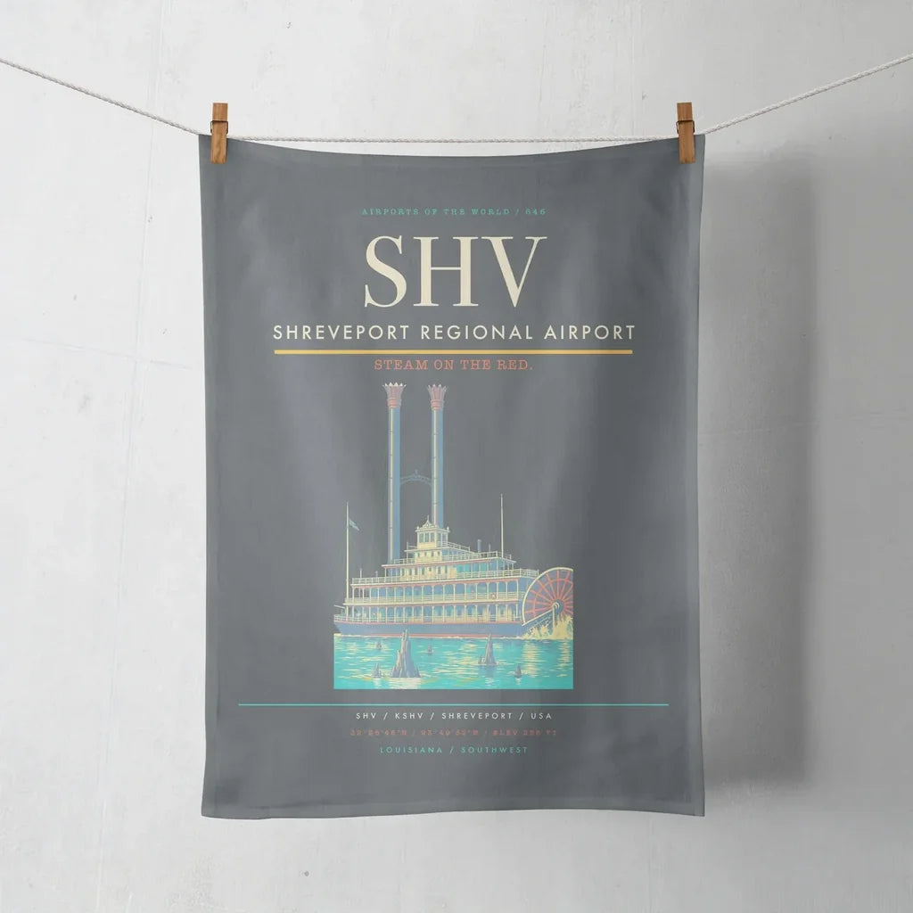 Shreveport Regional Airport (SHV) design on gray towel