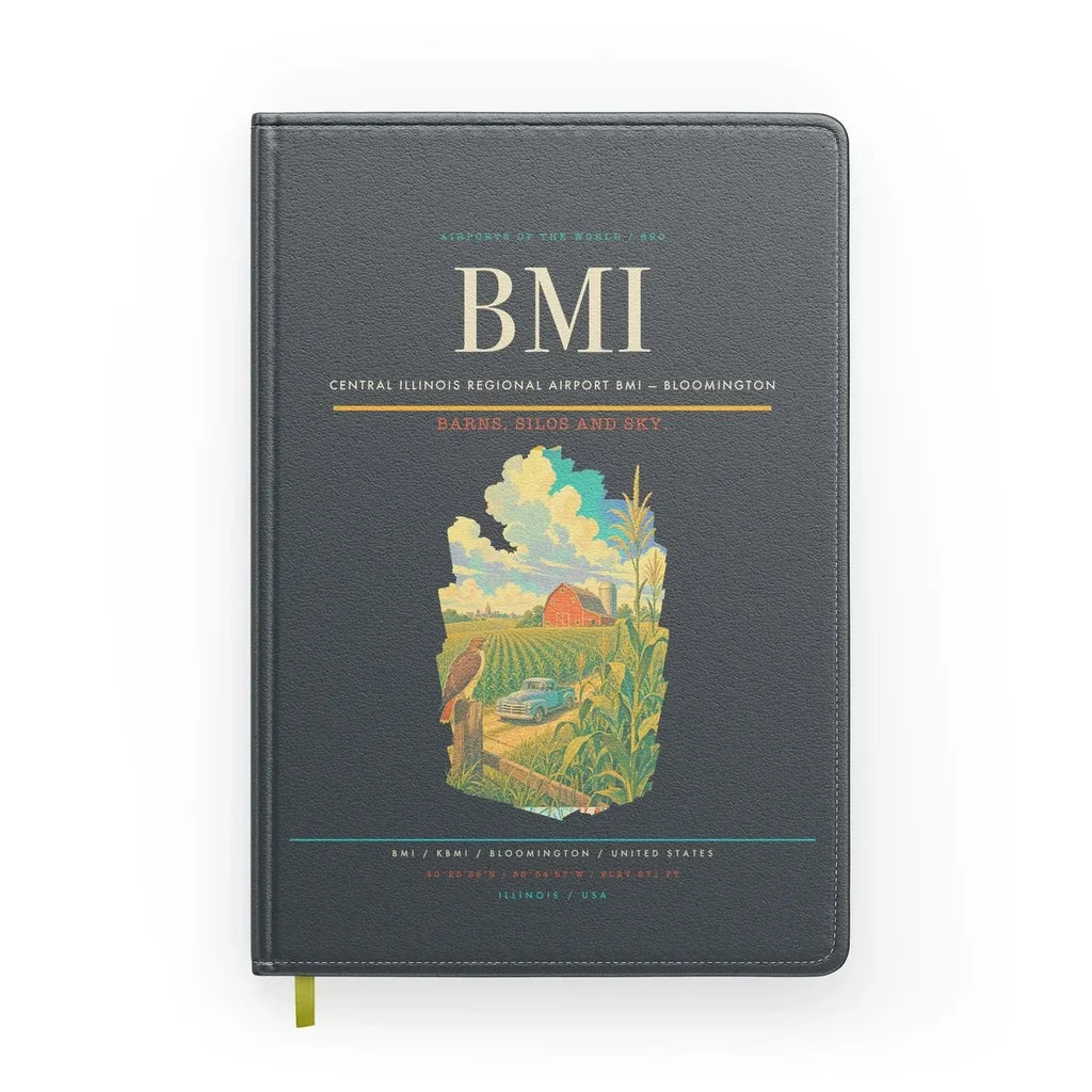 Central Illinois Regional Airport (BMI) design on gray notebook