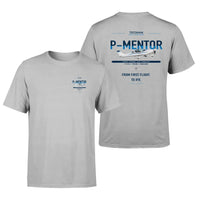 Thumbnail for Tecnam P-Mentor design on light gray t-shirt, double-side print