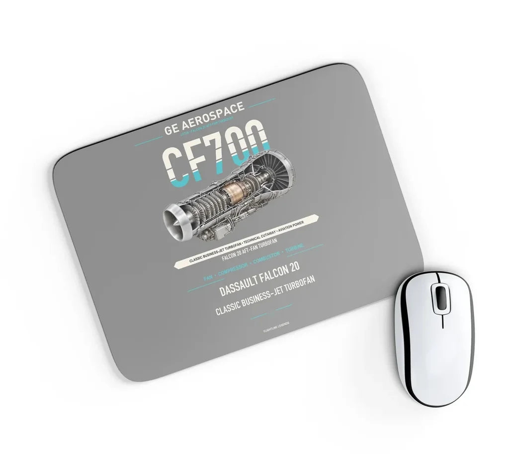 CF700 design on gray rectangle mouse pad