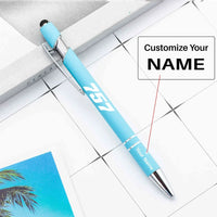 Thumbnail for Boeing 757 Flat Text touch pen - light blue with name