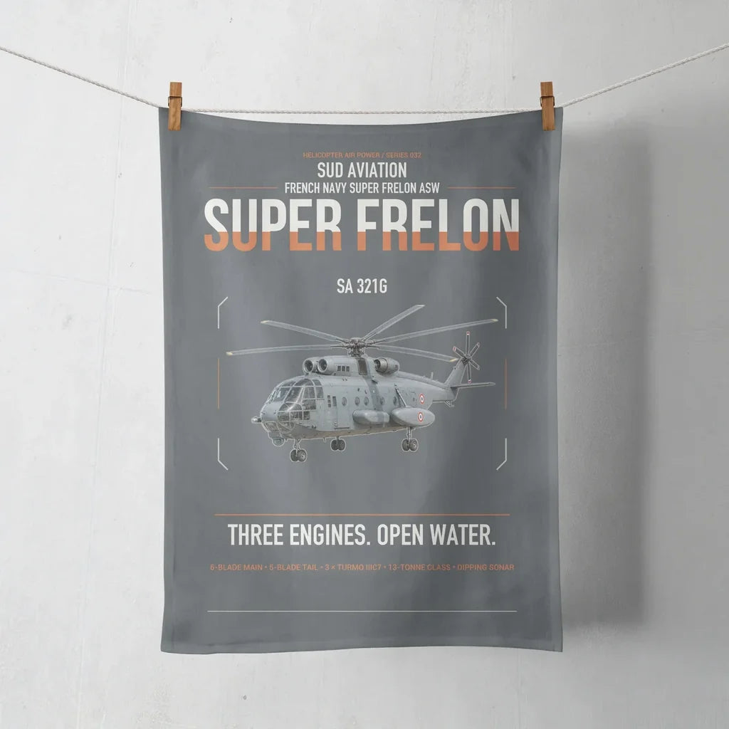 Sud Aviation SA 321G Super Frelon design on gray towel