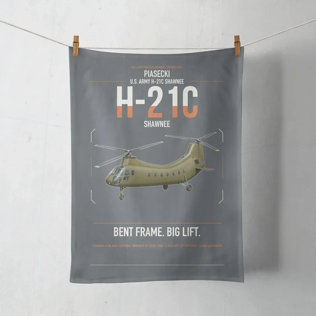 Piasecki H-21C Shawnee design on gray towel