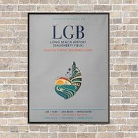Thumbnail for Long Beach Airport (Daugherty Field) LGB vertical canvas print - framed - light gray background