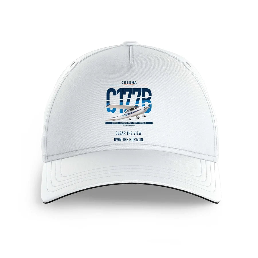 Cessna 177B Cardinal design on white printed hat
