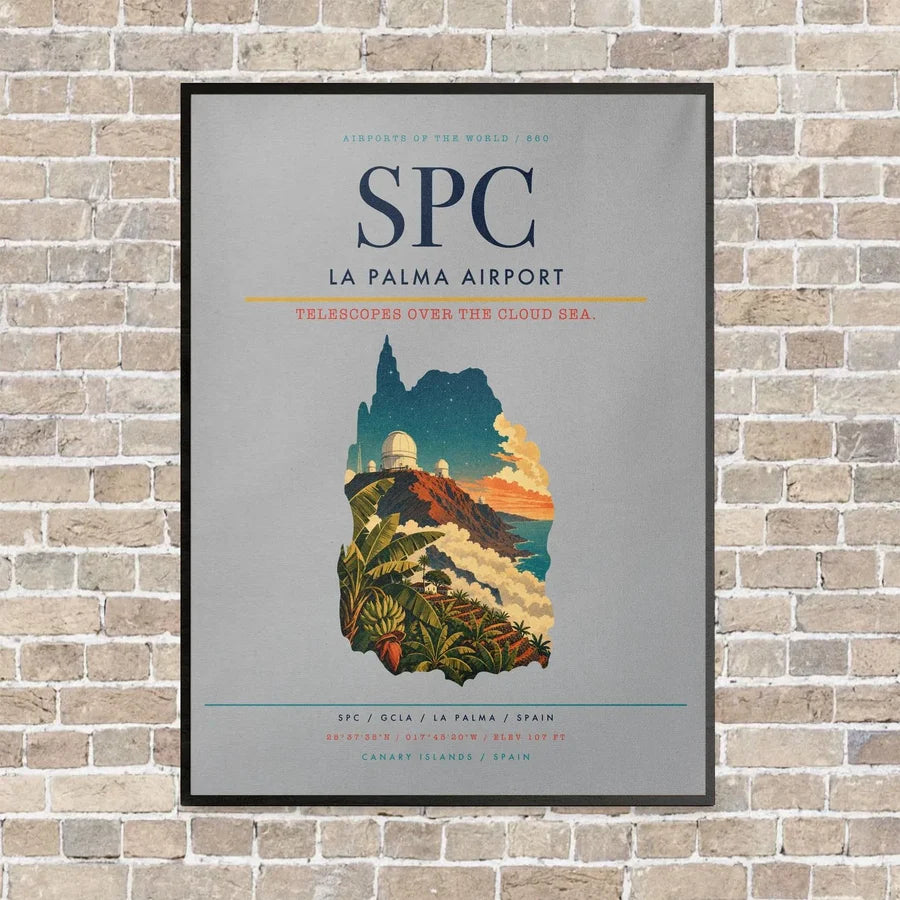 La Palma Airport SPC vertical canvas print - framed - light gray background